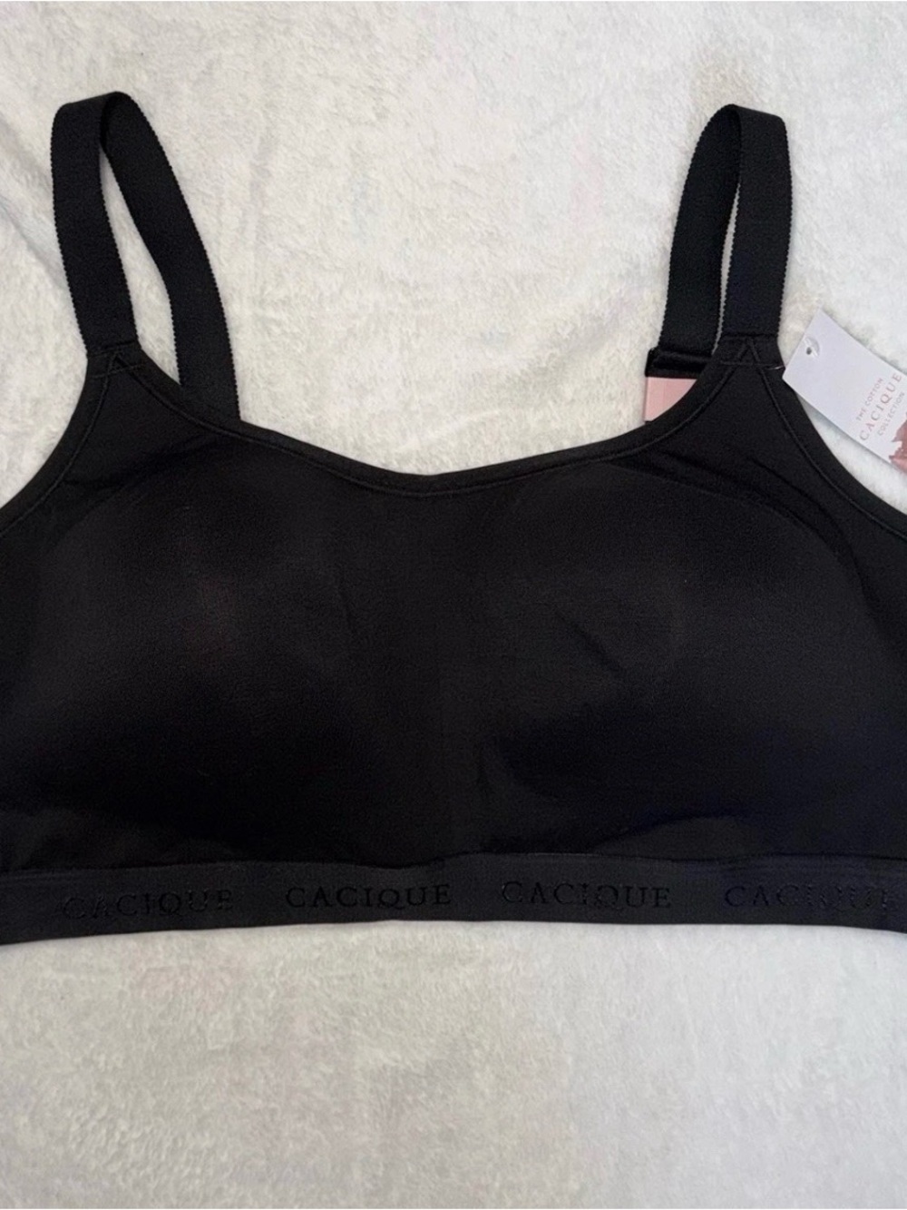 Cacique Cotton Collection Lightly Lined No-Wire Bra Black 48DD 1127825